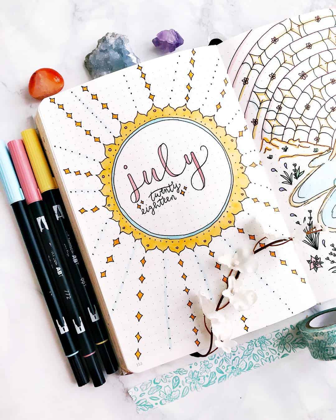 July Bullet Journal Cover Theme Ideas The Curious Planner
