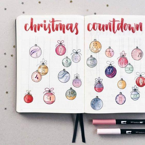 christmas bullet journal ideas countdown