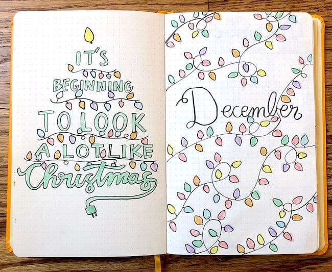 christmas bullet journal ideas doodles