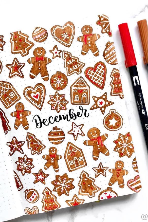 christmas gingerbread house bullet journal 