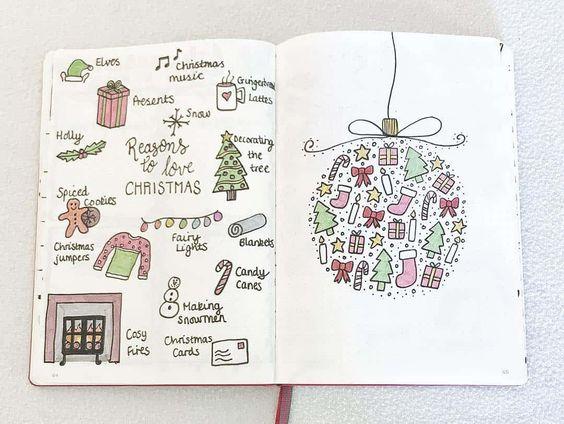 christmas bullet journal ideas doodles
