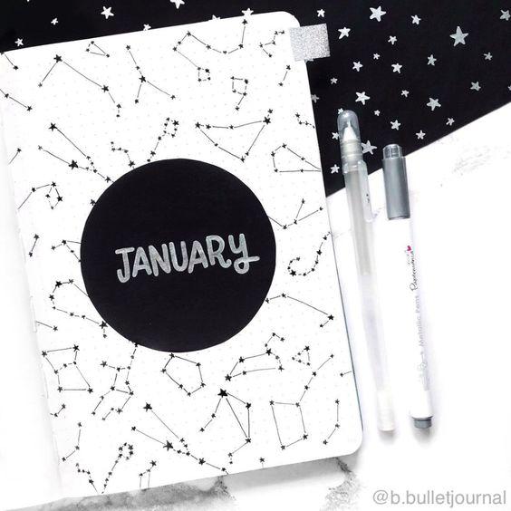 space january bullet journal cover ideas