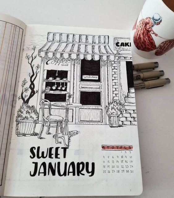 january bullet journal cover ideas mountains