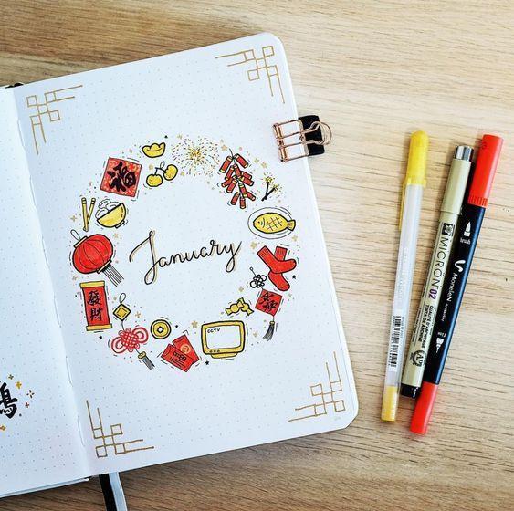 new years january bullet journal cover ideas