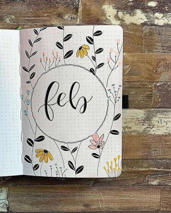 february bullet journal cover page