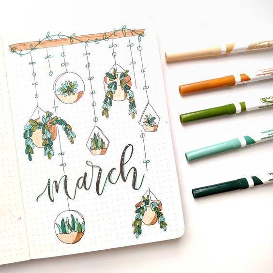 march bullet journal cover ideas aesthetic