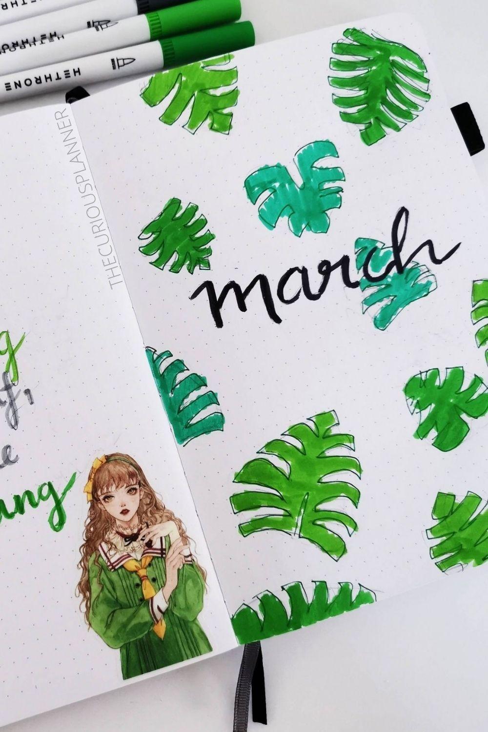 march bullet journal cover green