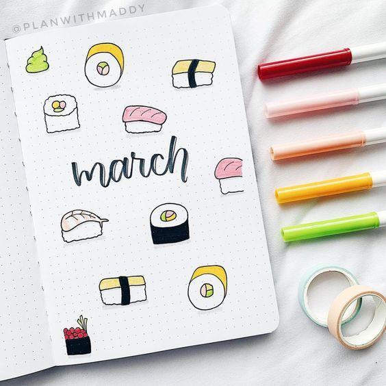march bullet journal cover simple