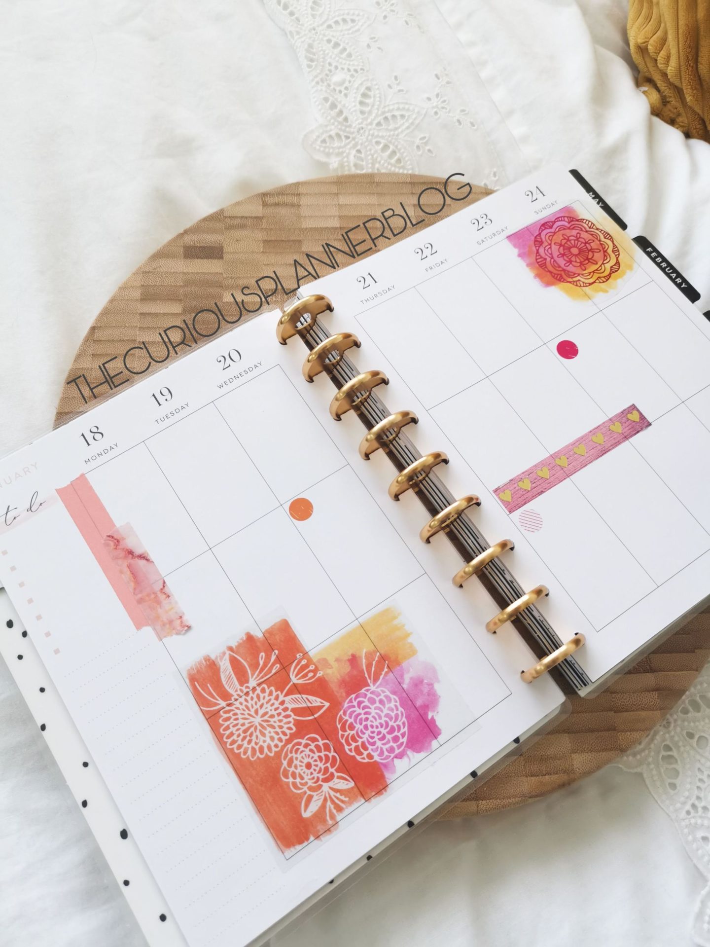 Happy Planner Vertical Layout Pink And Orange Florals The Curious 