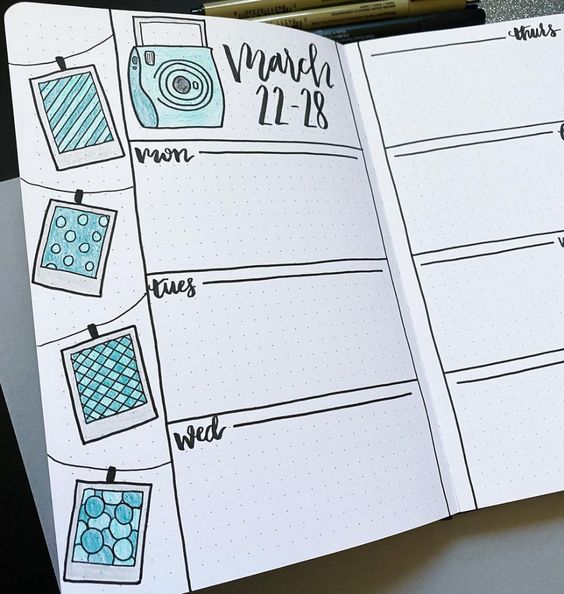 bullet journal weekly spread ideas one page