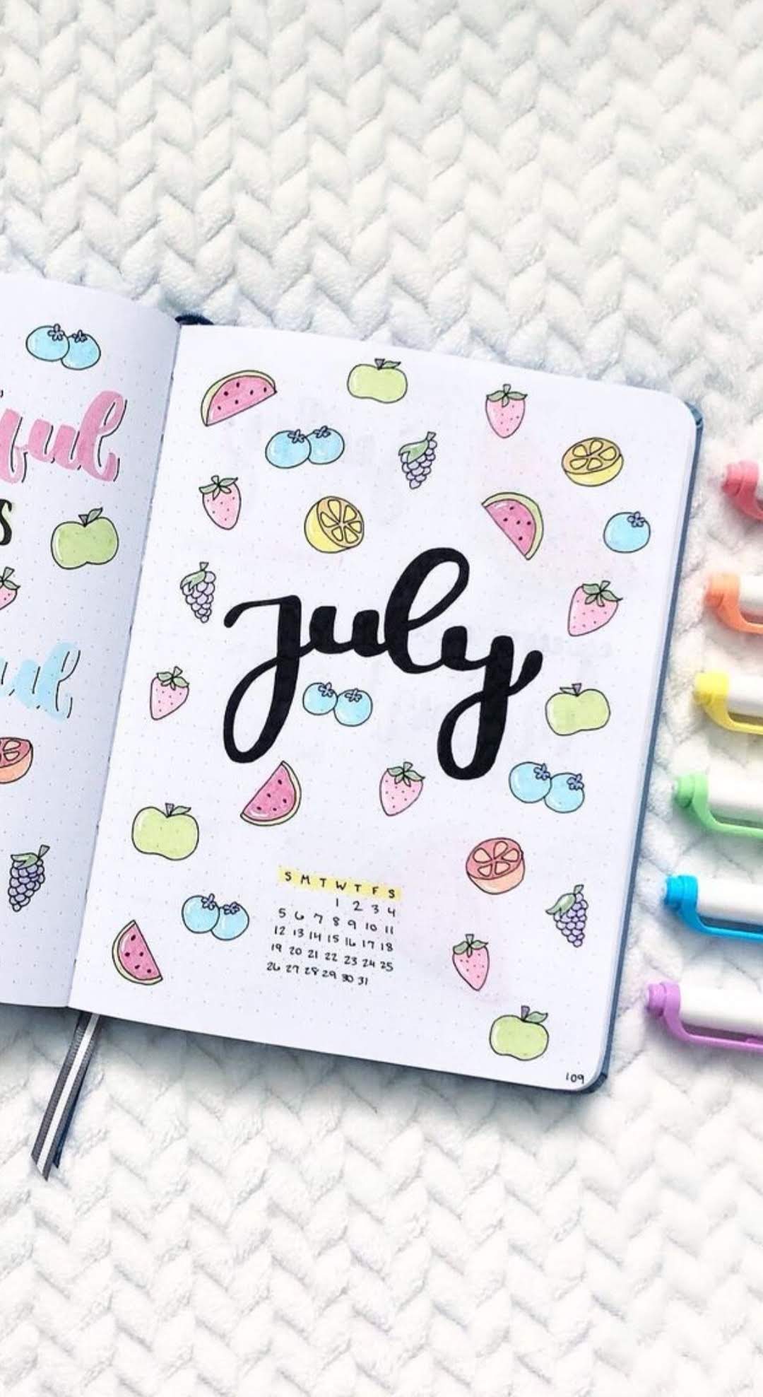 july bullet journal cover ice cream
