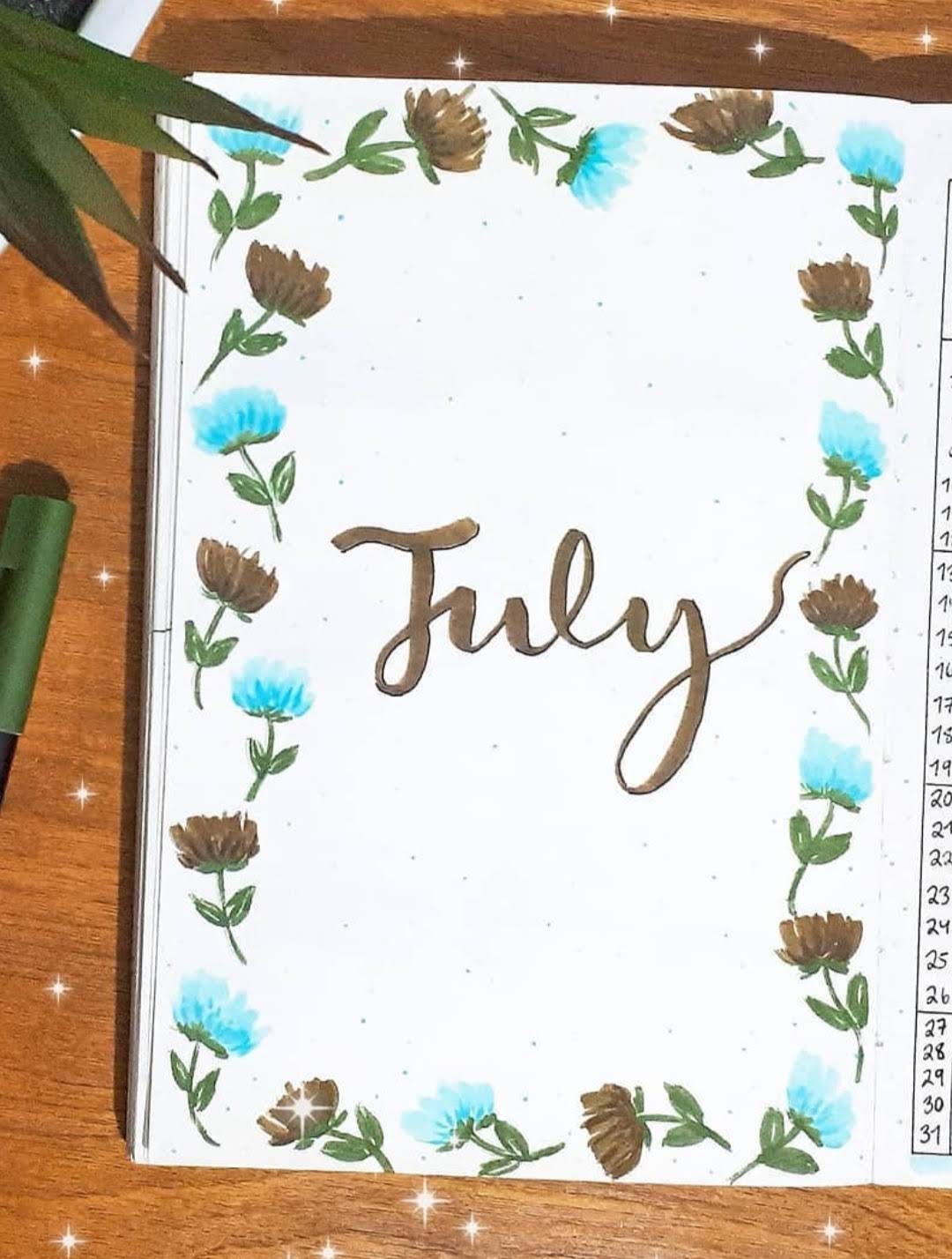 july bullet journal cover minimalist