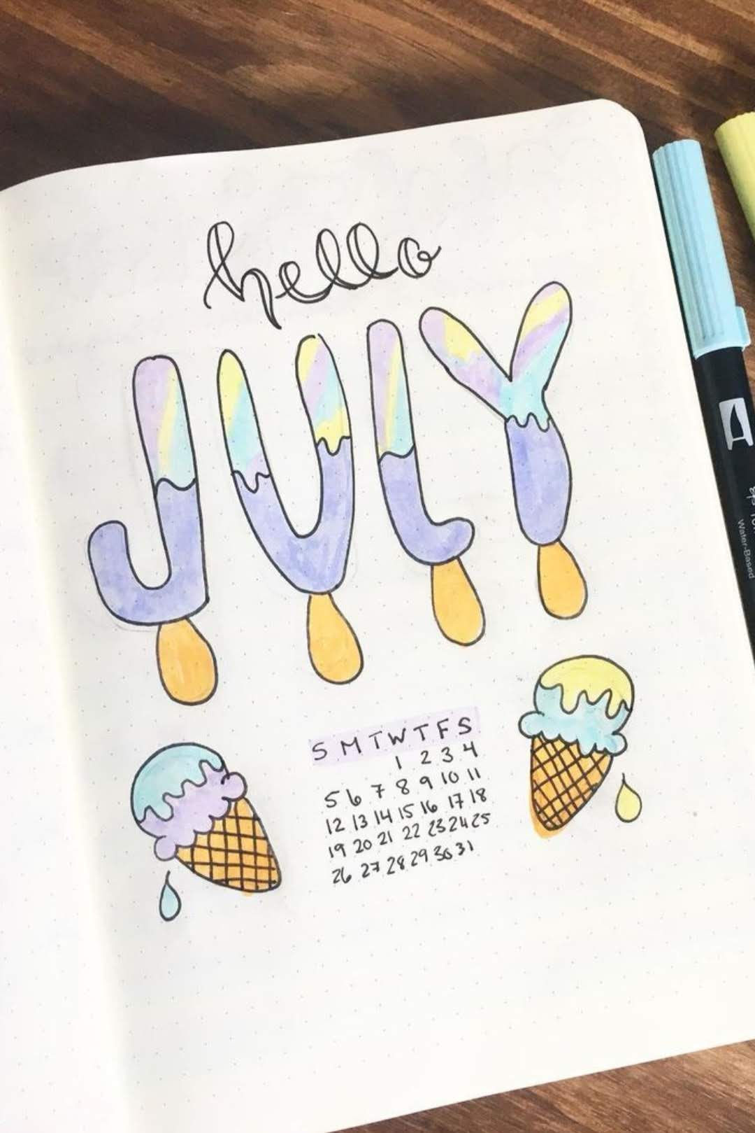 july bullet journal cover summer