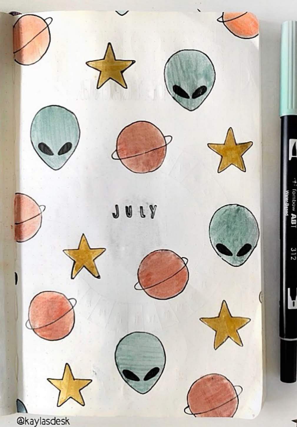 july bullet journal cover theme idea