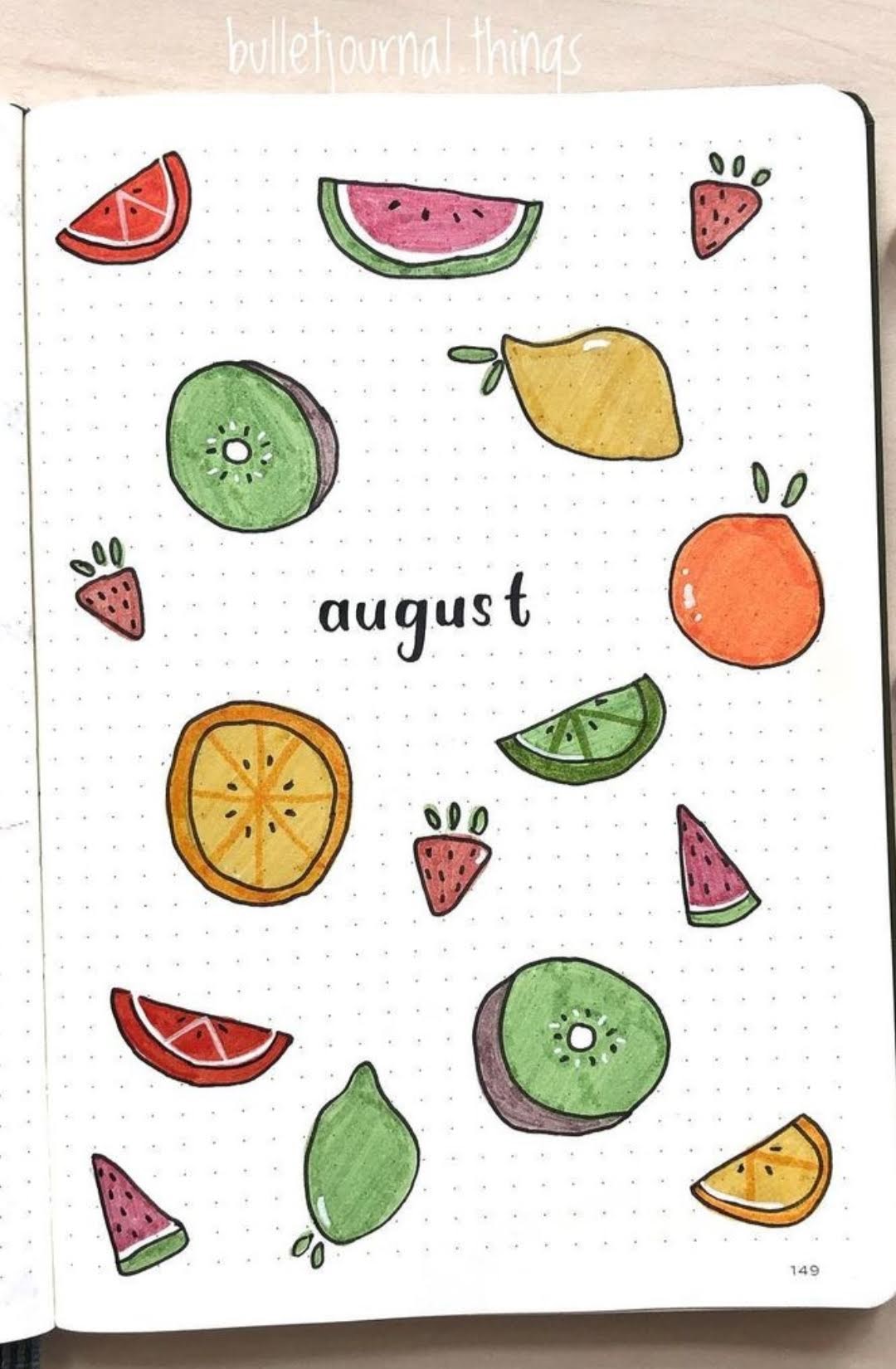 august bullet journal cover fruit