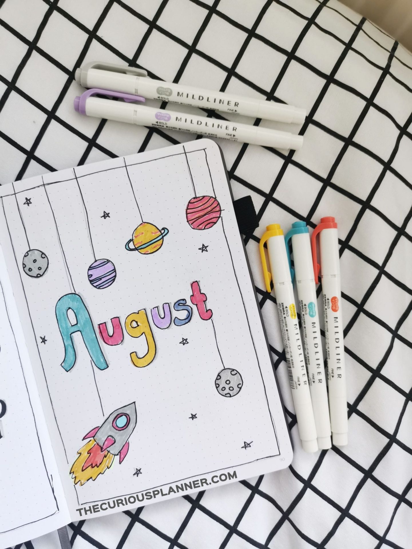 august bullet journal cover space