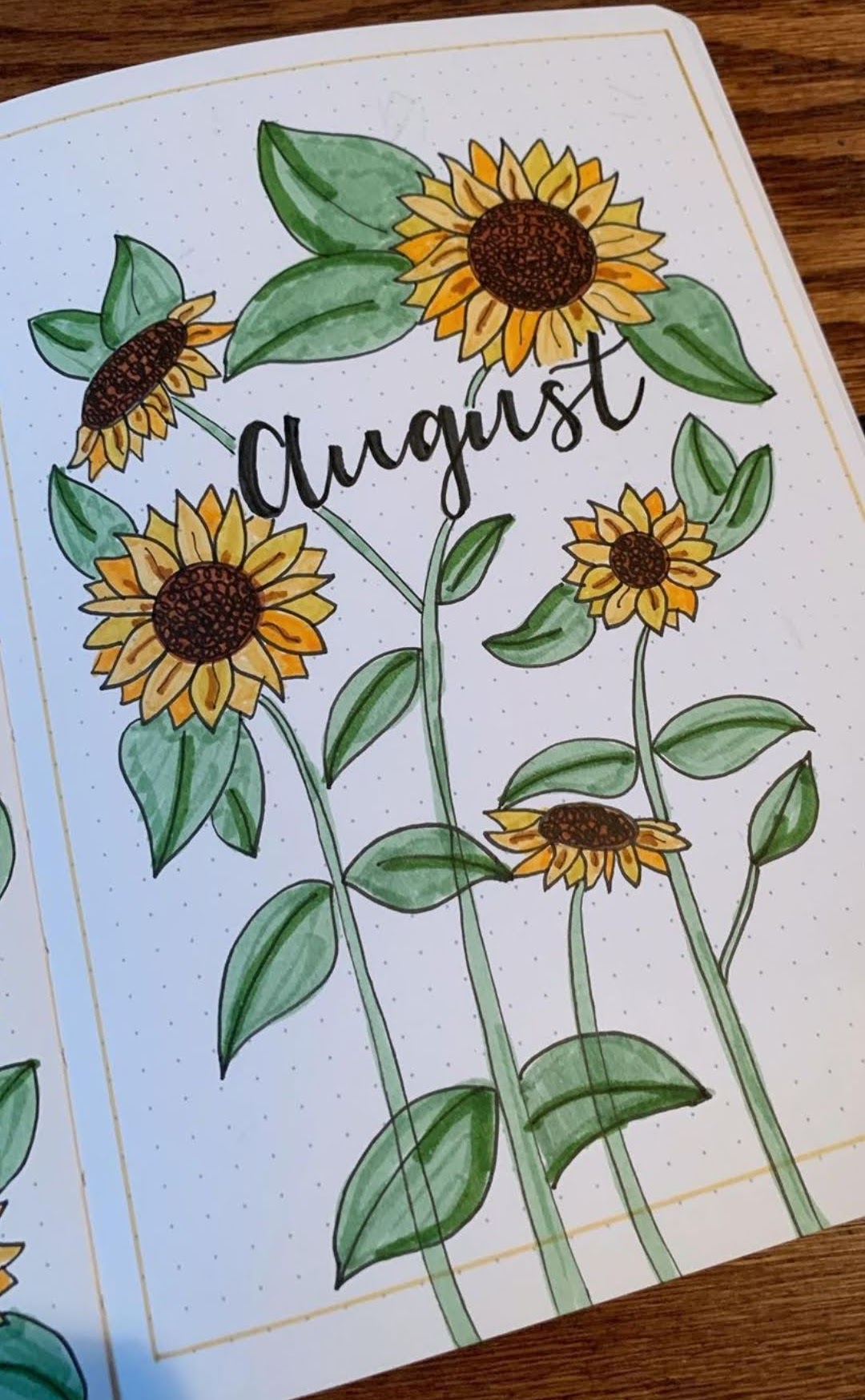 august bullet journal cover sunflower