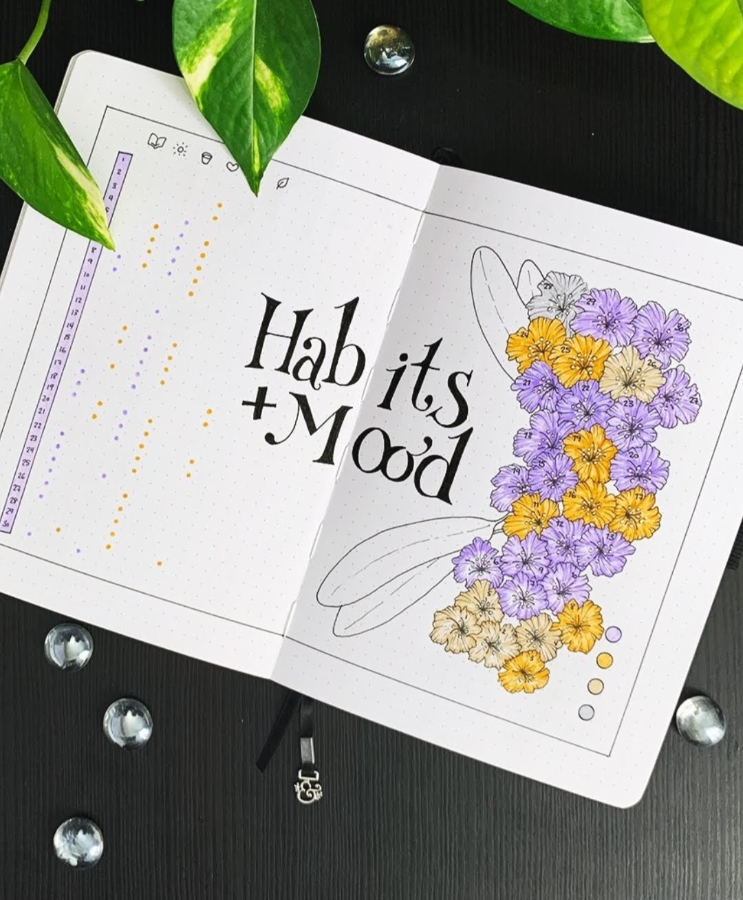 floral bullet journal habit tracker