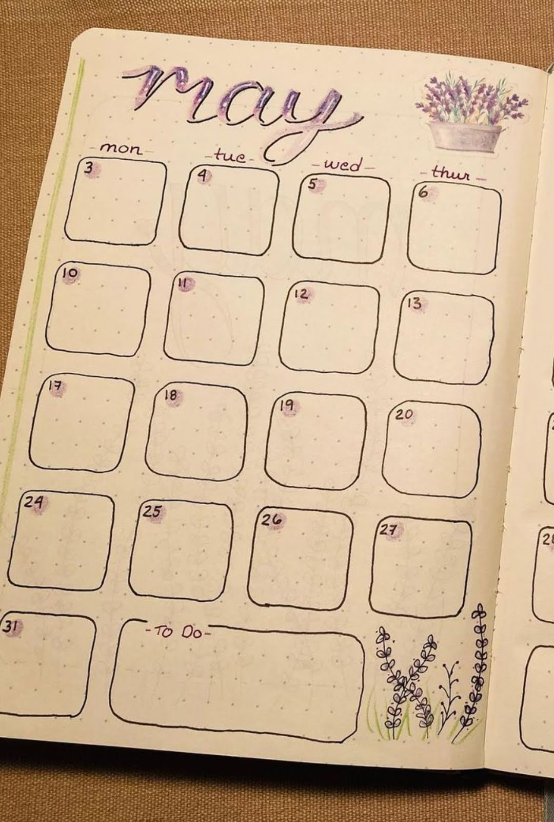 floral bullet journal monthly layout