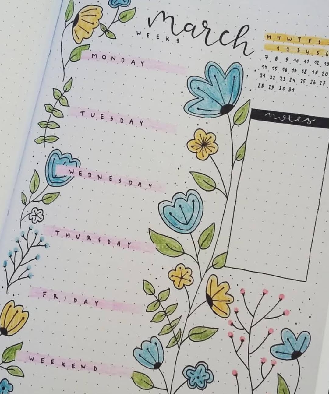 floral bullet journal weekly ideas