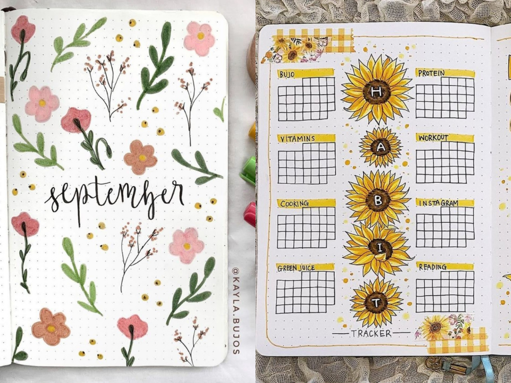 Abstract and Botanical Drawing Bullet Journal Set up - Plan with me
