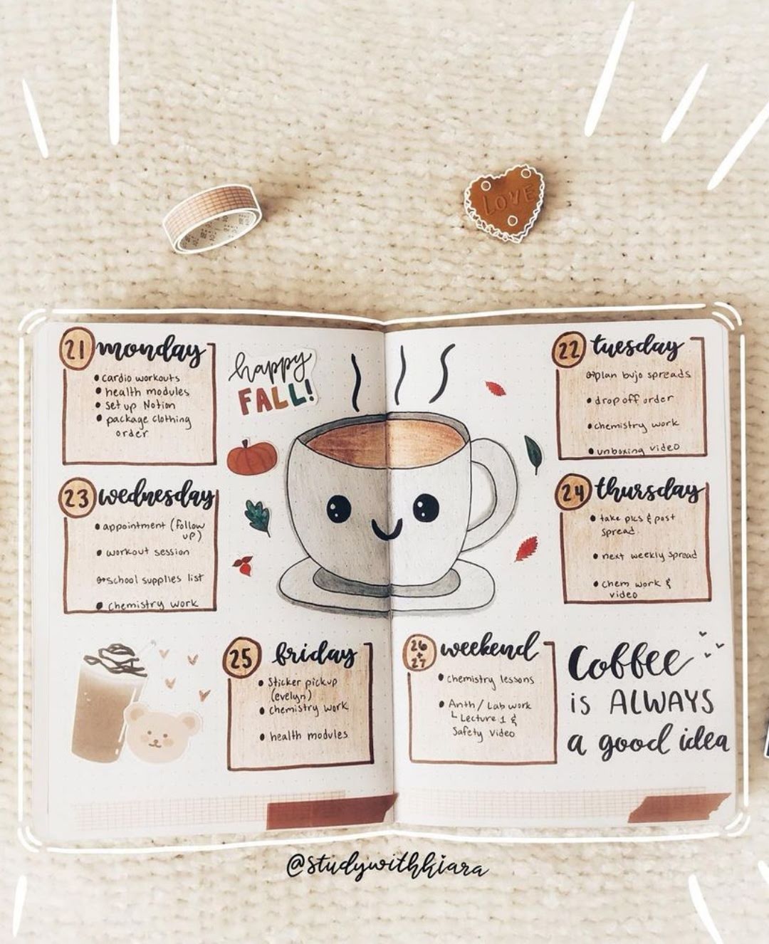 coffee bullet journal layout