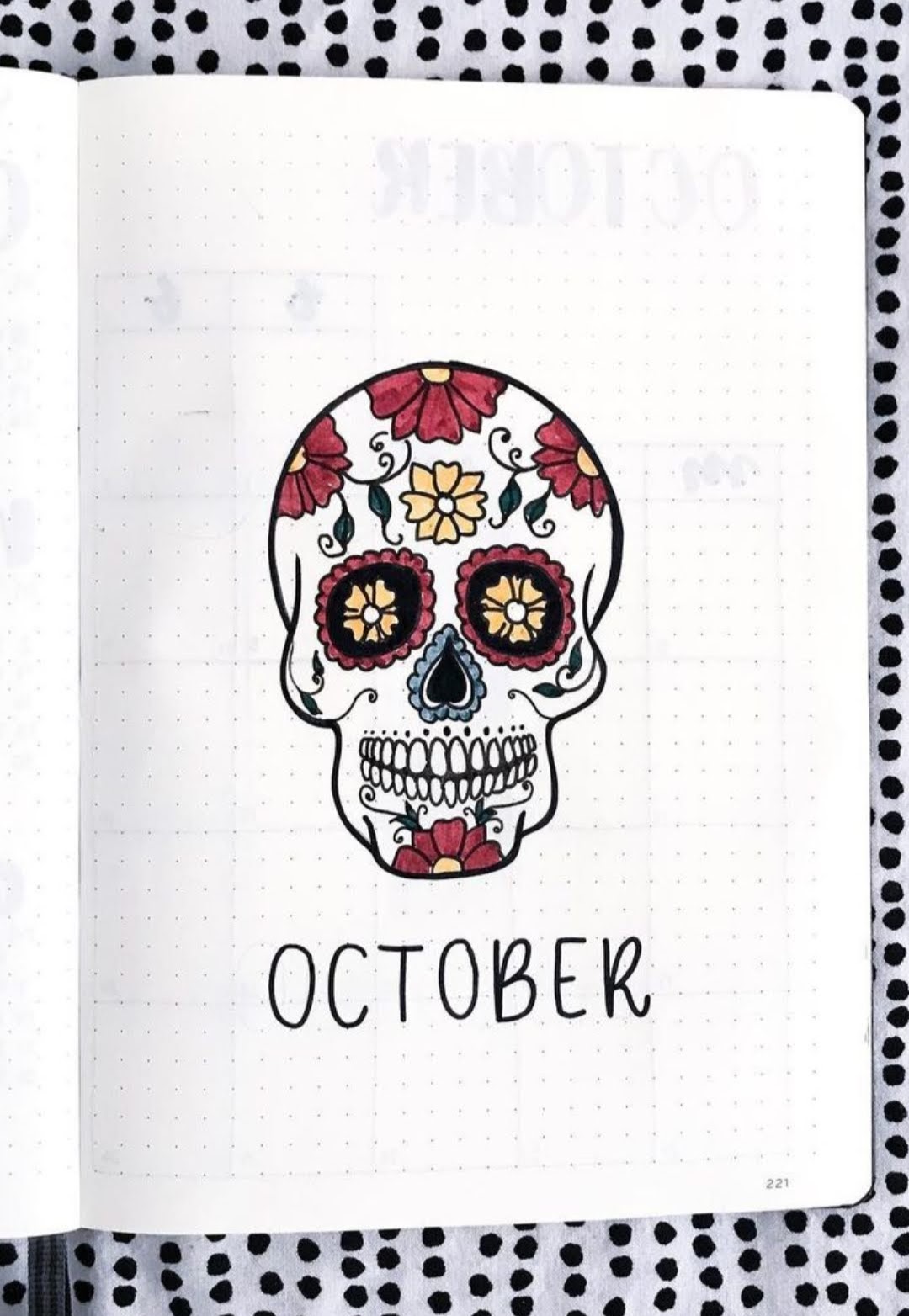 october bullet journal cover skull