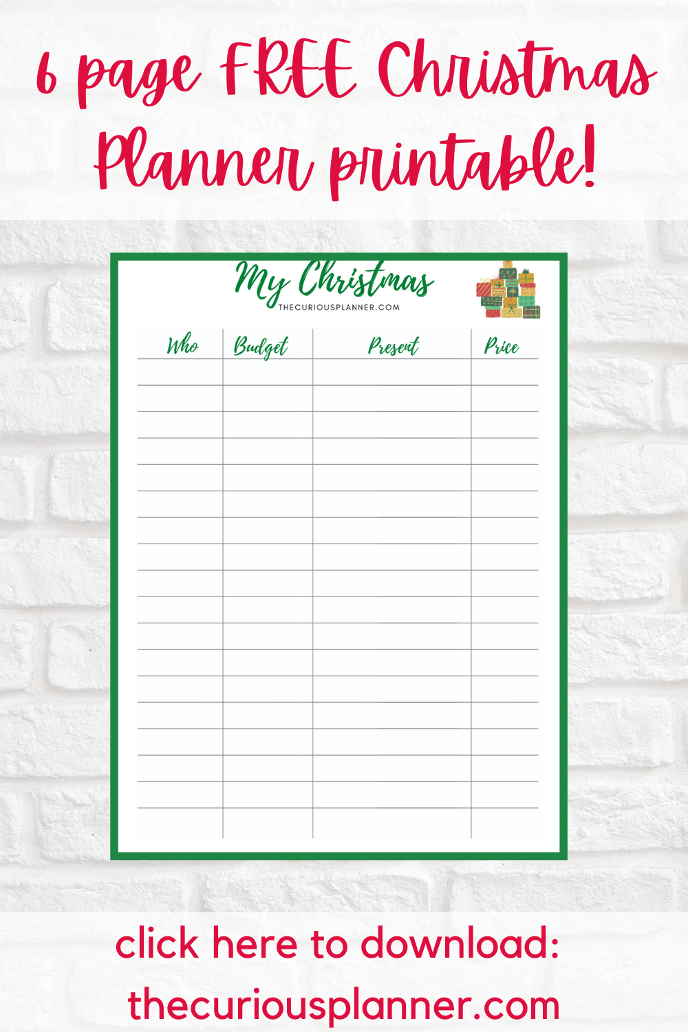 FREE 6 Page Christmas Planner Printable The Curious Planner