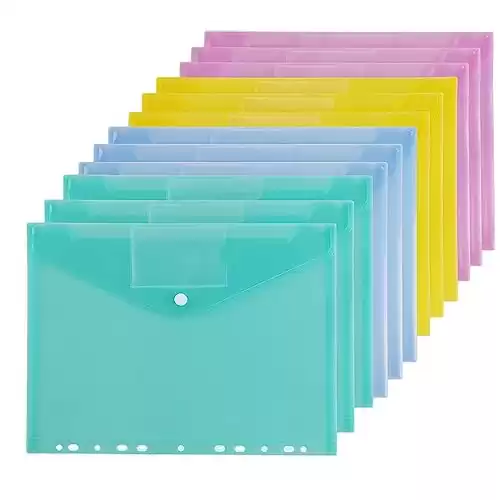 12 Pack Plastic Poly Filing Envelopes