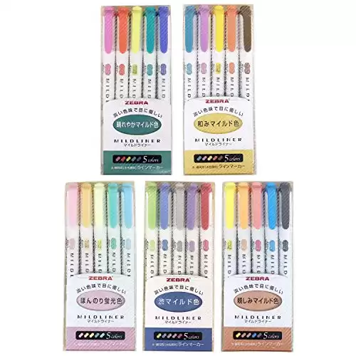 Zebra Mildliner highlighter pen set, 25 Pastel Color set (Count) (Count) (Count)