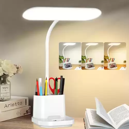 Battery Operated Desk Lamp w/ Phone Holder and Pen Pot