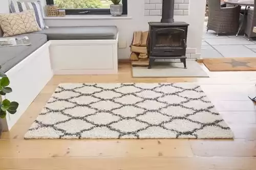 White and Dark Grey Area Rug