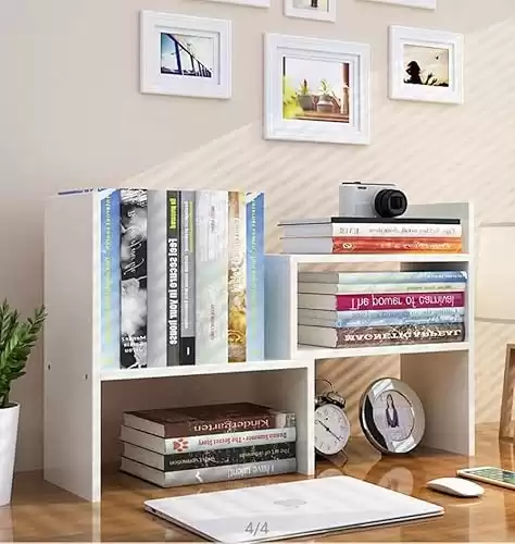 Adjustable Wooden Small Desktop Bookshelf