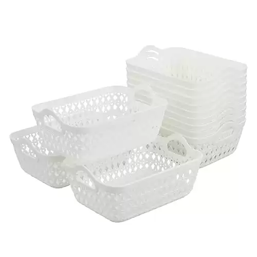 Small White Plastic Storage Baskets